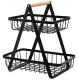 2-Tier Metal Fruit and Vegetable Basket, Black