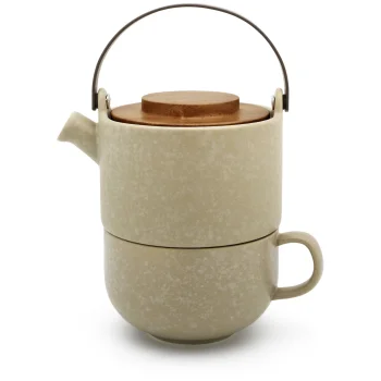 Bredemeijer Umea Tea-for-One Set 0.5L 142024 with Acacia Lid, Beige