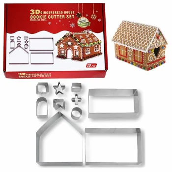 Gingerbread House Cookie Cutter Set for 3D Christmas Baking
