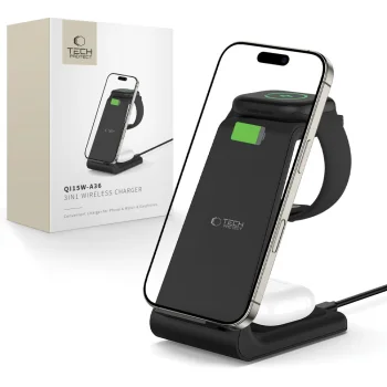 Tech-Protect QI15W-A36 3-in-1 Wireless Charging Station for Apple, Black