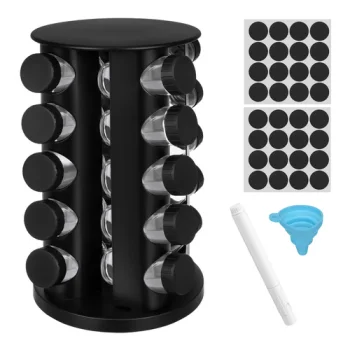 Rotating Spice Rack Set with 20 Glass Jars Organizer Ruhhy