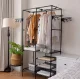 Double Freestanding Clothes Rack with Shelves, 162x36x174 cm