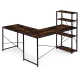 Modernhome Corner Desk with Bookshelf, Walnut