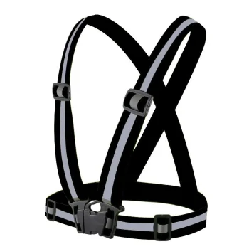 Adjustable reflective harness for running and cycling - black