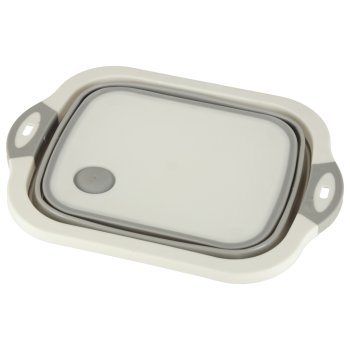 4-in-1 Collapsible Cutting Board with Sink, Camping Dish Tub with Drain Plug 5.5L