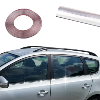 Self-Adhesive Decorative Chrome Trim Moulding Strip for Cars 6mm x 15m, Silver