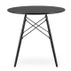 Round Dining Table 80cm Modern Kitchen Table with Beech Wood Legs, Black