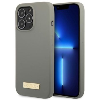 Apple iPhone 13 Pro Max 6.7'' Guess Silicone Logo Plate MagSafe Case Cover (GUHMP13XSPLG), Grey