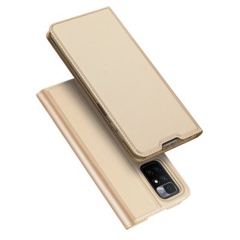 Xiaomi Redmi 10 DUX DUCIS Skin Pro Auto-absorbed Leather Cell Phone Case Cover, Gold