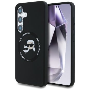 Karl Lagerfeld Silicone Double Heads And Circle MagSafe vāciņš Samsung Galaxy S25+, melns