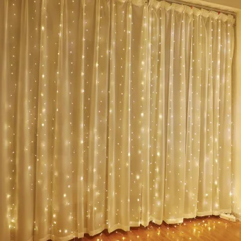 Telcon LED Curtain Lights 100 LEDs 3m x 1m for Indoor Outdoor Decor, Warm White
