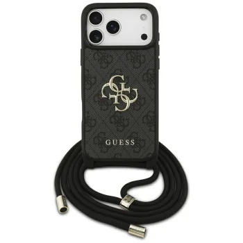 Guess 4G Big Logo Cord Stap Crossbody Phone Case Cover iPhone 17 Pro Max - Black