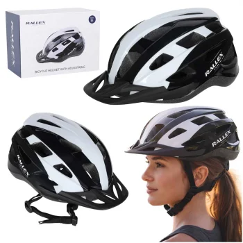 Ikonka Rallex Bicycle Helmet, Adjustable, Black/White, M (54-58 cm)