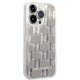 Karl Lagerfeld Liquid Glitter Monogram vāciņš iPhone 14 Pro Max - Sudraba