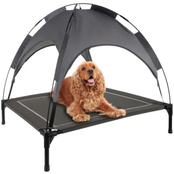 Purlov XXL Dog Bed with Canopy, 90x90x70 cm, Grey
