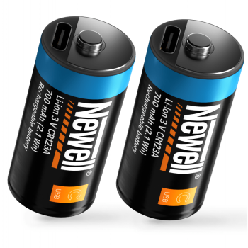 Newell CR123A USB-C Rechargeable Battery Set - 700 mAh (2 Pcs)