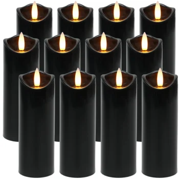 Ruhhy 26382 LED Candles 15cm 12 Pcs Black
