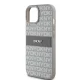 DKNY dėklas iPhone 15 / 14 / 13 modeliams Mono Stripe & Metal Logo, smėlio spalvos