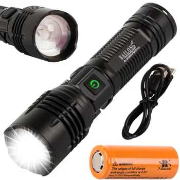 Bailong M1682 Tactical LED Flashlight with Zoom, Power Bank