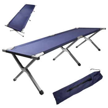 Luaro Folding Camping Bed XXL, 150kg, Blue