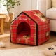 Foldable Pet House and Bed for Dogs and Cats, Red, L