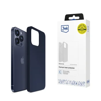 3Mk Protection Silicone Case for iPhone 16 Pro, Navy Blue