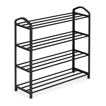 ModernHome Metal Shoe Rack 4 Tiers for 12 Pairs, Black