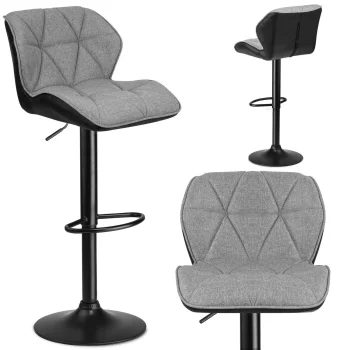 Sofotel Castel Adjustable Bar Stools with Backrest, Set of 2, Black and Grey
