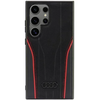 Audi Samsung Galaxy S24 Ultra Case Genuine Leather MagSafe, Black/Red