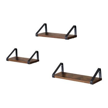 Floating Shelves Set of 3, Industrial Wall Shelves for Living Room Bedroom, Rustic Brown