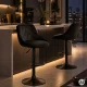 ModernHome Swivel Bar Stool with Adjustable Height and Footrest, Black Velvet