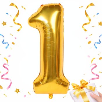 Foil Balloon Number 1 for Birthday Party 66cm, Gold