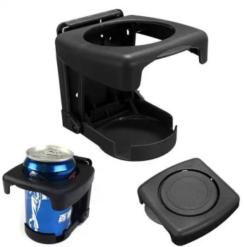 Folding car cup holder for drinks up to 7.5 cm diameter, black