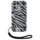 Karl Lagerfeld iPhone 16 Case IML Zebra Pattern & Cord, Black