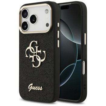 Guess Fixed Glitter Big 4G Metal Frame Phone Case Cover iPhone 17 Pro - black