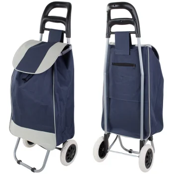 Foldable Shopping Trolley with Bag on Wheels, Blue