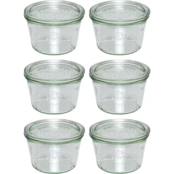 WECK Mold Jar 370ml Glass Jars with Lids, Set of 6