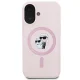 Karl Lagerfeld Silicone Karl&Choupette Heads Ring MagSafe Case for iPhone 16 Plus, Pink