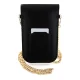 Hello Kitty Leather Metal Logo Chain Smartphone Bag, Black