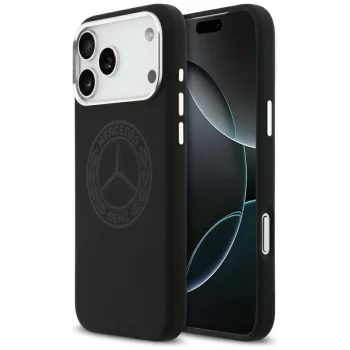 Mercedes Silicone Vintage Logo MagSafe Case for iPhone 17 Pro Max, Black
