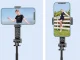 Selfie Stick with Tripod and Bluetooth Remote, 90cm, Black