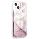 Guess iPhone 13 mini vāciņš Peony Liquid Glitter, rozā