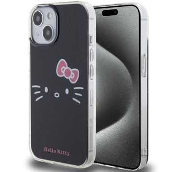Apple iPhone 15 6.1'' Hello Kitty IML Kitty Face Cover Case, Black