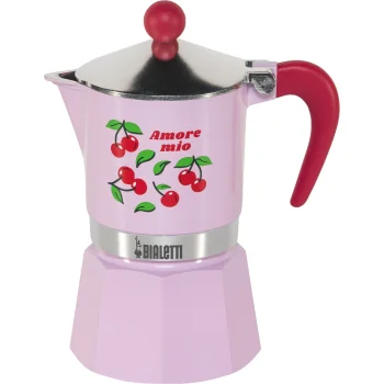 Bialetti Rainbow 3TZ Ciliegie Espresso Maker, 3 Cups, Pink