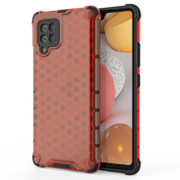 Case for Samsung Galaxy A42 5G Honeycomb Armor Cover with TPU Bumper, Red