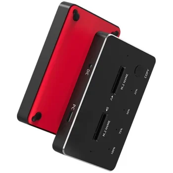 Dual Bay M.2 SATA/NVMe SSD Docking Station, USB-C, USB-A, Black
