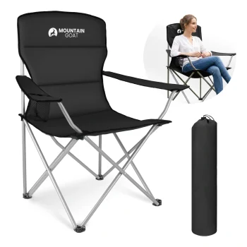 Folding Camping Chair MOUNTAIN GOAT with Armrests, Black