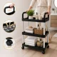Mobile Storage Cart on Wheels, 3 Tiers, Black/Silver