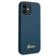 Guess iPhone 12 mini Case Silicone Vintage Gold Logo, Blue