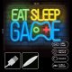 Forever Light PLEXI LED Neon Sign EAT SLEEP GAME, Multicolor